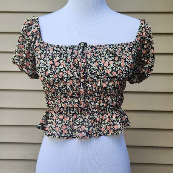 Forever 21 Multicolor Square Neck Crop Top Ditsy Floral Print Blouse - Picture 3 of 12